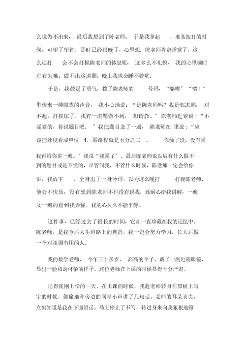 中小学数学老师作文
