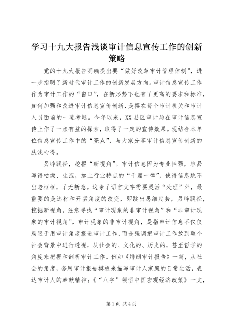 学习十九大报告浅谈审计信息宣传工作的创新策略.docx