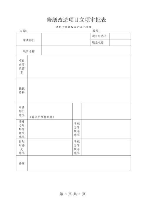 Xx学校修缮改造项目报修申请单-修缮改造项目立项审批表验收单.docx