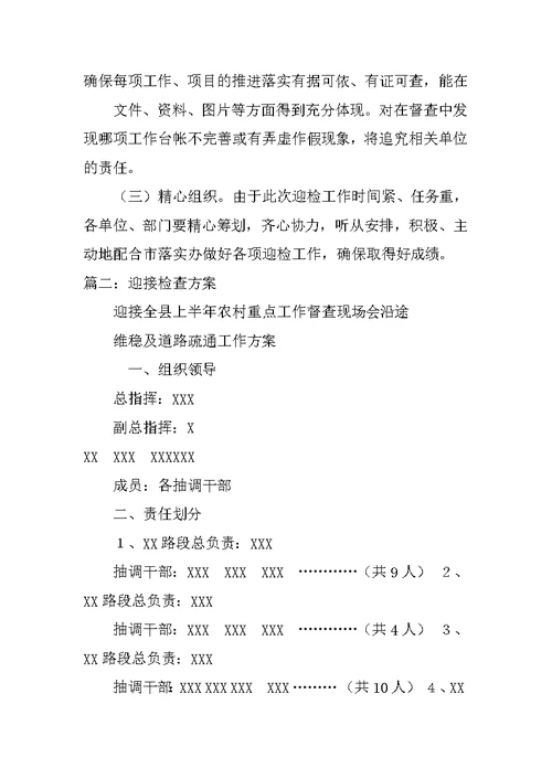 迎接督查工作方案