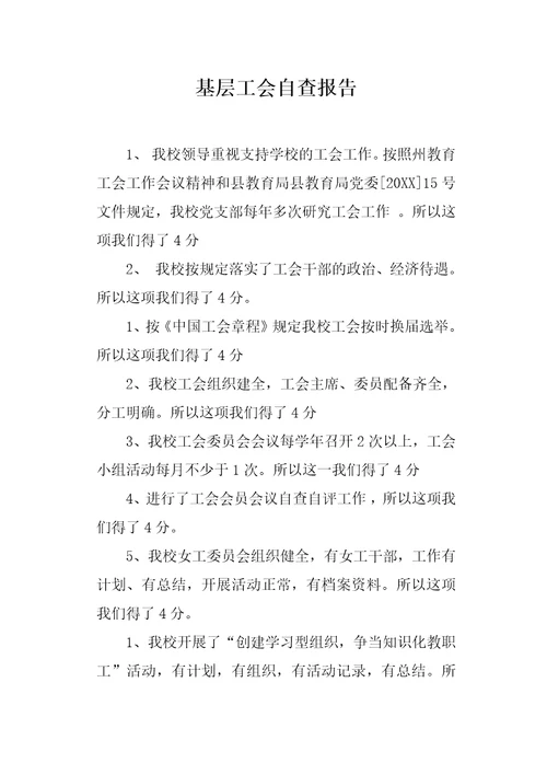 基层工会自查报告