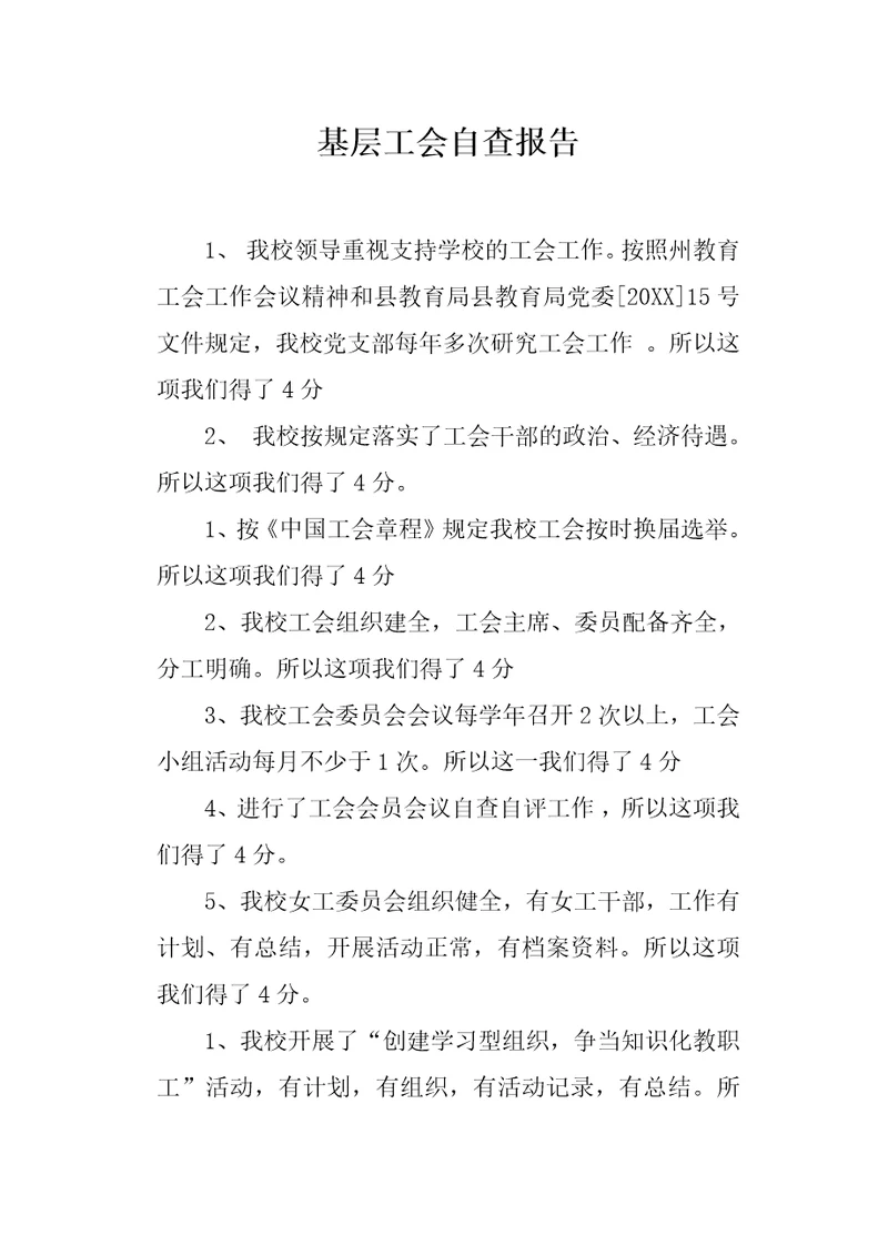 基层工会自查报告