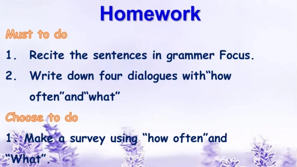 Unit 2 How often do you exercise? SectionA Grammar