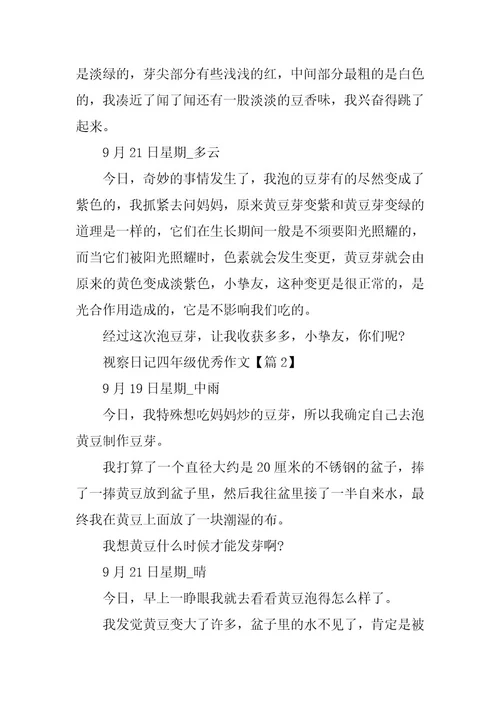 2024年观察日记四年级优秀作文13篇