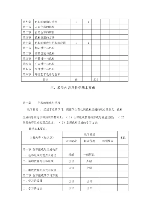 色彩构成教案大纲纲领