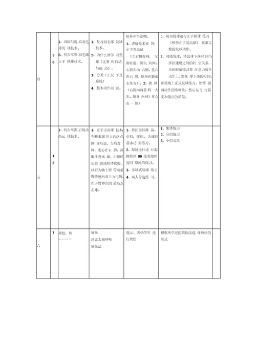 小学羽毛球特色教学教案羽毛球