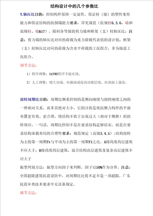 结构设计中的8个参数比超限调节方法