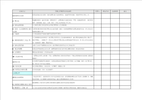 完整的活动策划详细执行表