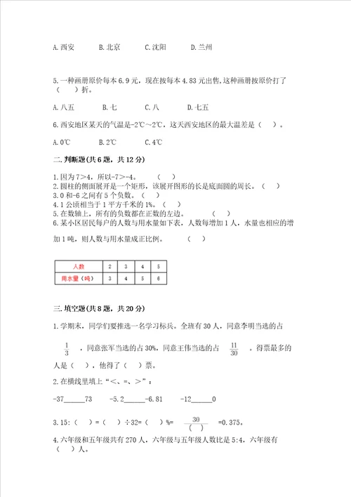 小升初数学六年级下册期末测试卷附完整答案（夺冠）