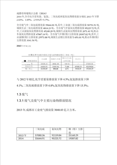 成都市环境统计公报2014