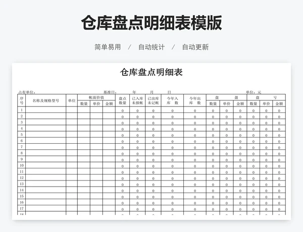 仓库盘点明细表模版