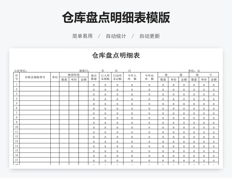 仓库盘点明细表模版