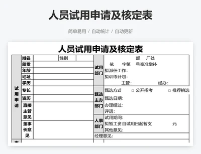 人员试用申请及核定表