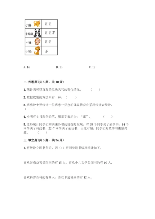 人教版二年级下册数学第一单元-数据收集整理-测试卷含答案(夺分金卷).docx