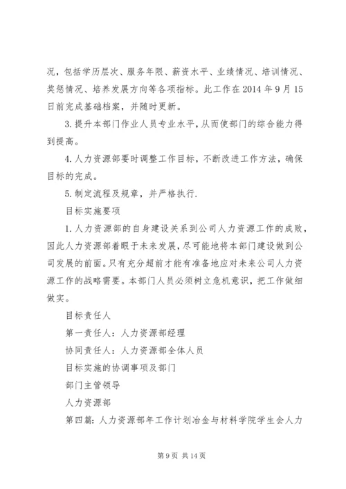 第一篇：人力资源部工作计划一、人力资源规划.docx