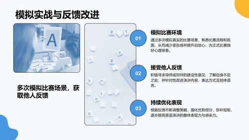 蓝色卡通风英语演讲比赛表现提升技巧PPT模板