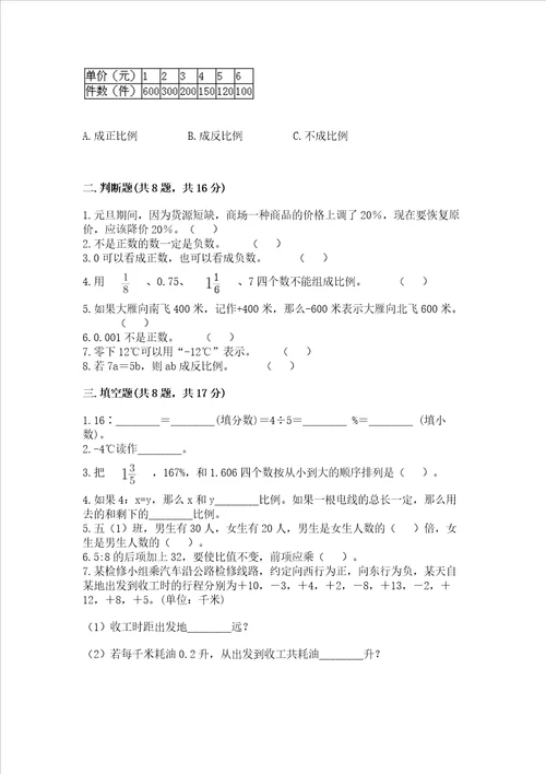 小学升初中的数学试卷及参考答案预热题