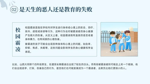 蓝色简约大学校园欺凌PPT培训课件