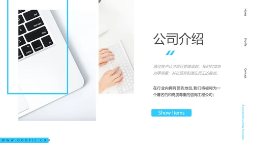 蓝色简约风企业宣传公司简介商务PPT模板
