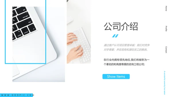 蓝色简约风企业宣传公司简介商务PPT模板