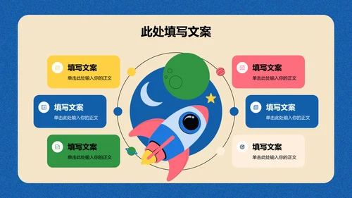 蓝色卡通风太空教育主题通用PPT演示模板