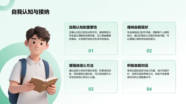 绿色3D风大学生心理健康教育PPT模板