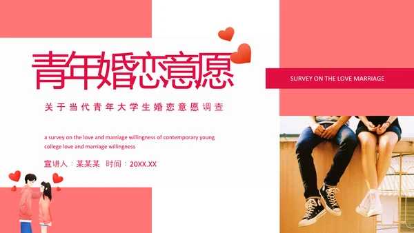 当代青年大学生婚恋意愿调查PPT模板