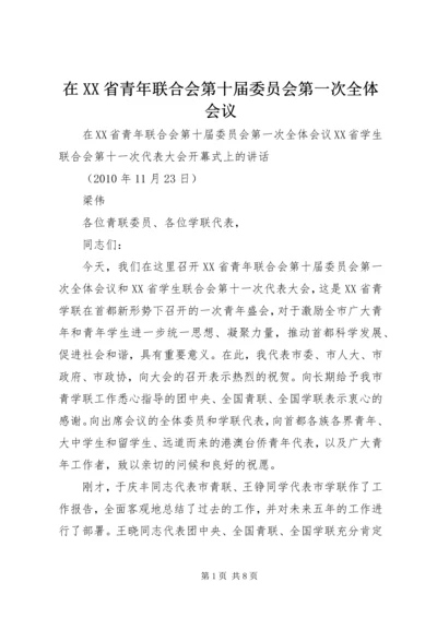 在XX省青年联合会第十届委员会第一次全体会议.docx