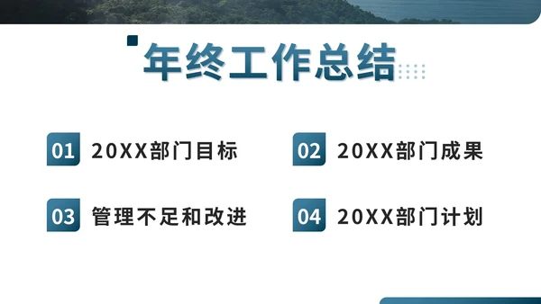 蓝色实景部门主管经理年终工作总结PPT模板