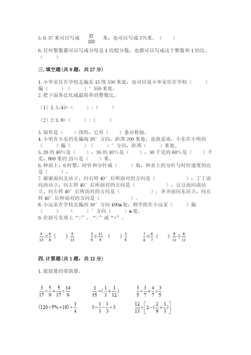 小学六年级上册数学期末测试卷（突破训练）word版.docx