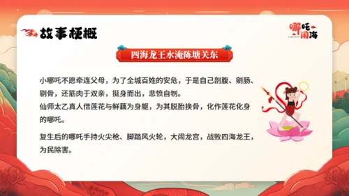 哪吒闹海神话故事通用PPT模板