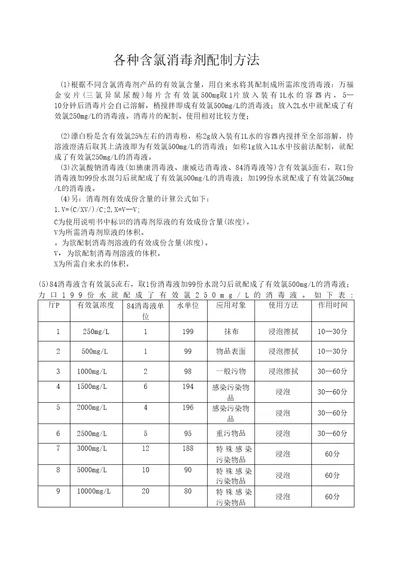 含氯消毒液的配制方法