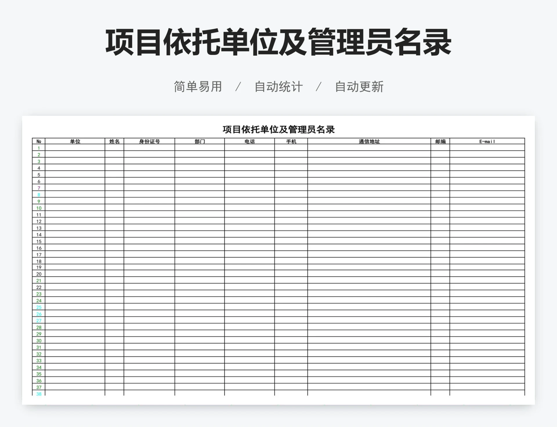 项目依托单位及管理员名录