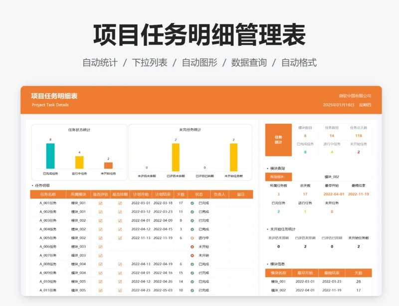 项目任务明细表