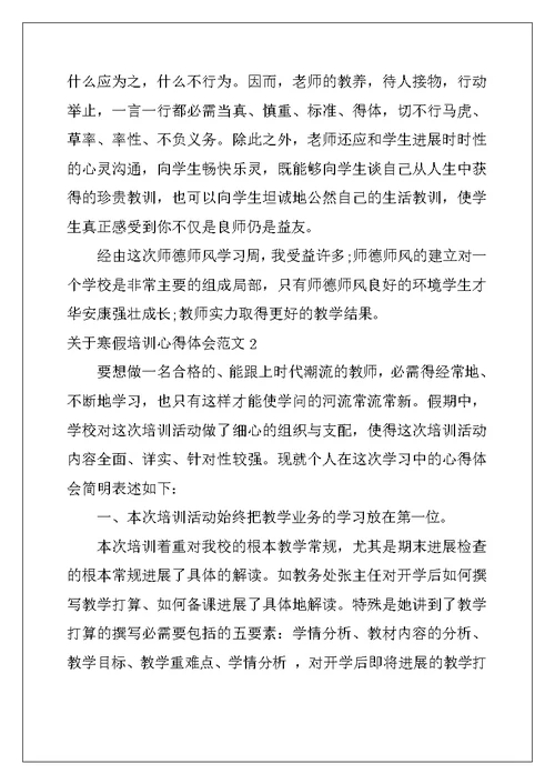 关于寒假培训心得体会3篇