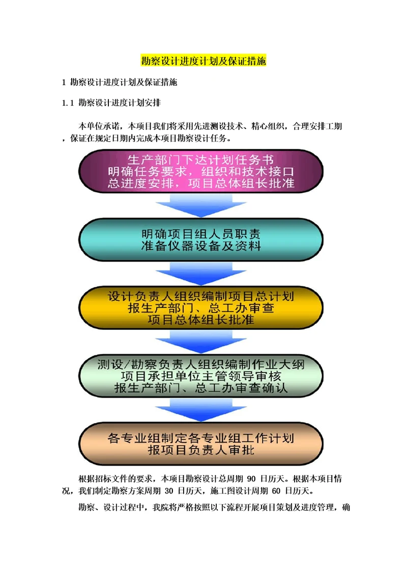 勘察设计进度计划及保证措施