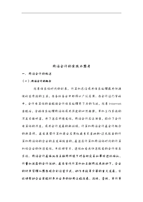 网络会计的实践与思考