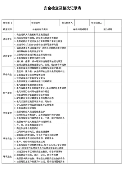安全检查及整改记录表