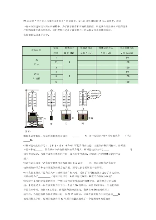 2019九年级物理二模试卷及