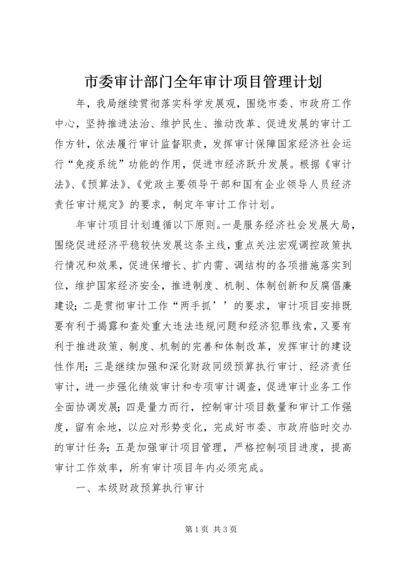 市委审计部门全年审计项目管理计划 (2).docx