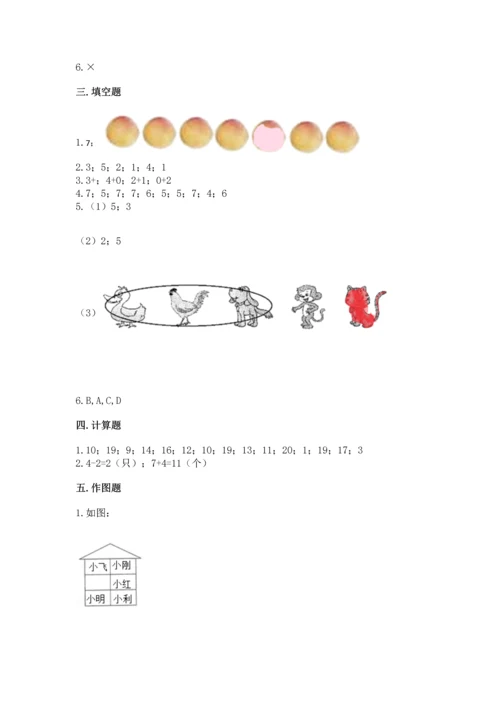 北师大版一年级上册数学期末测试卷1套.docx