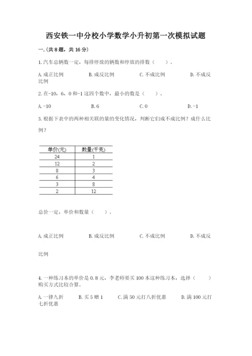 西安铁一中分校小学数学小升初第一次模拟试题word.docx