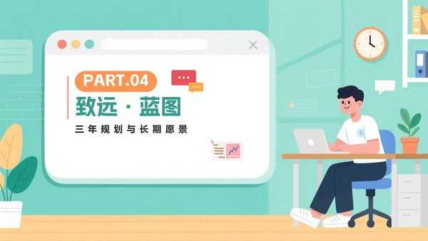 绿色扁平插画风大学生职业规划书PPT模板