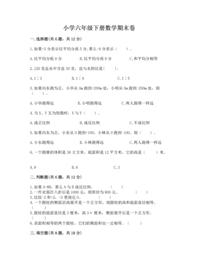 小学六年级下册数学期末卷附完整答案【网校专用】.docx