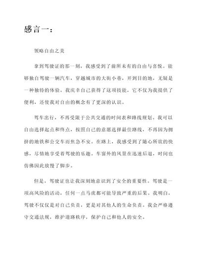 拿了驾驶证后的感言