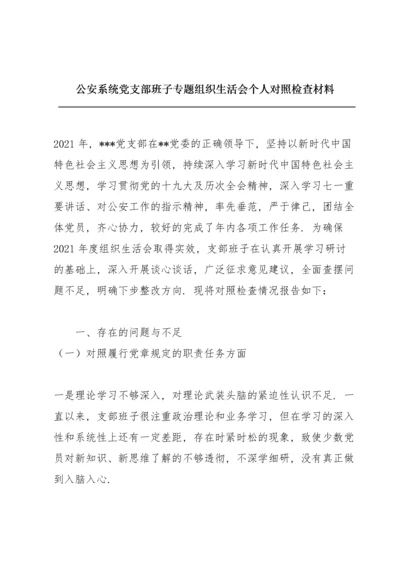 公安系统党支部班子专题组织生活会个人对照检查材料.docx