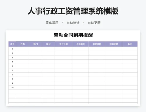 人事行政工资管理系统模版