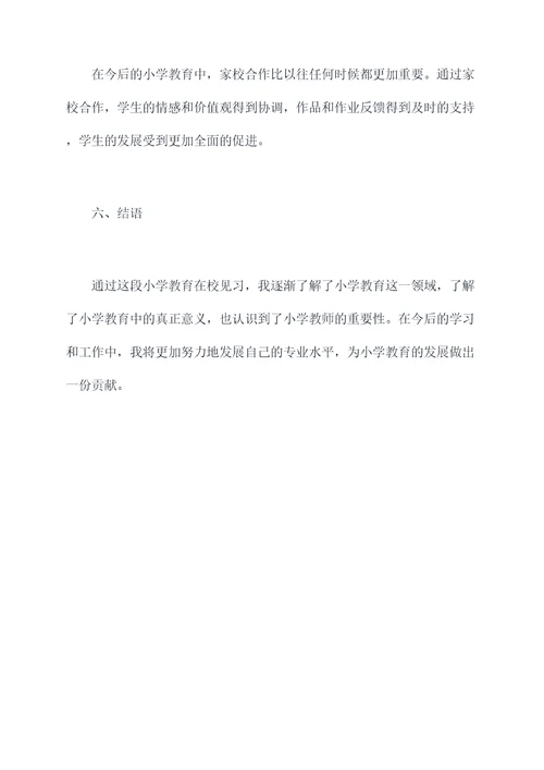 小学教育在校见习个人总结