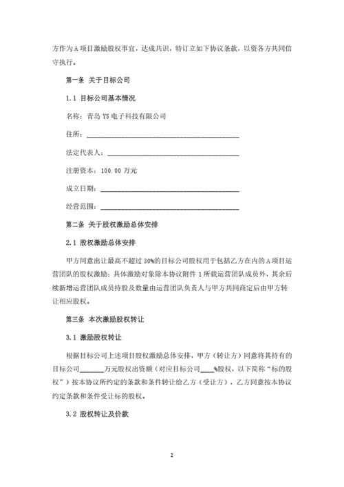 高管员工股权激励协议