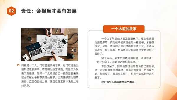 橙色简约员工职业素养培训企业培训PPT课件